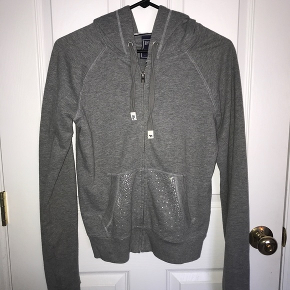 Grey Zipper up with rhinestones - Picture 2 of 4